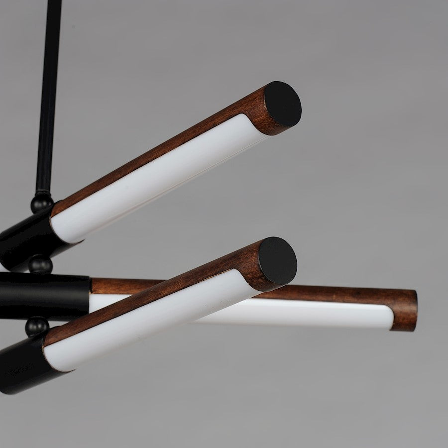 6 Light LED Pendant, Antique Pecan