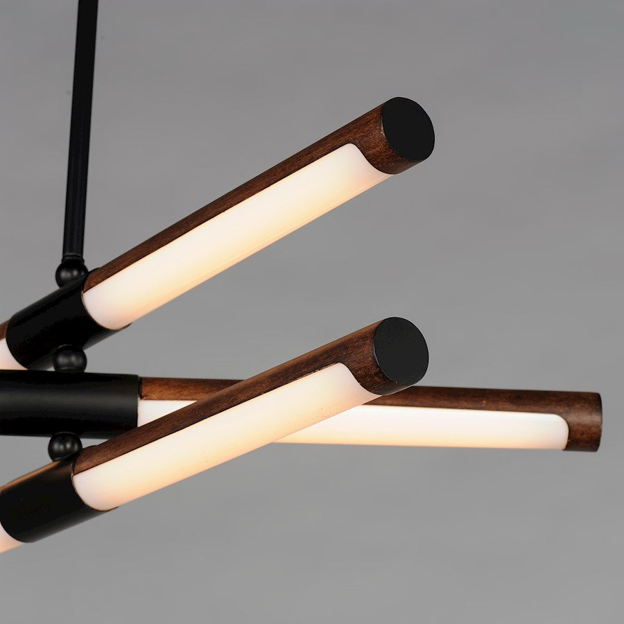 6 Light LED Pendant, Antique Pecan