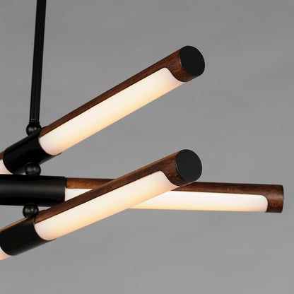 6 Light LED Pendant, Antique Pecan