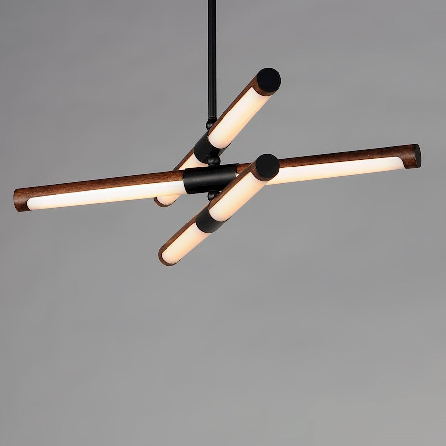 6 Light LED Pendant, Antique Pecan