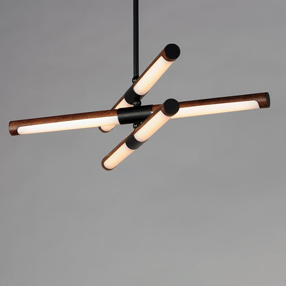 6 Light LED Pendant, Antique Pecan