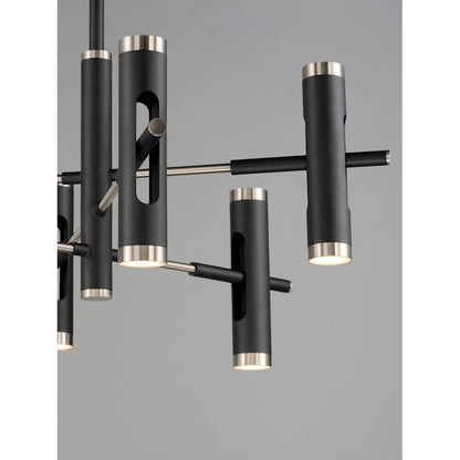ET2 Lighting Ambit LED 12-Light Pendant, Black/Satin Nickel