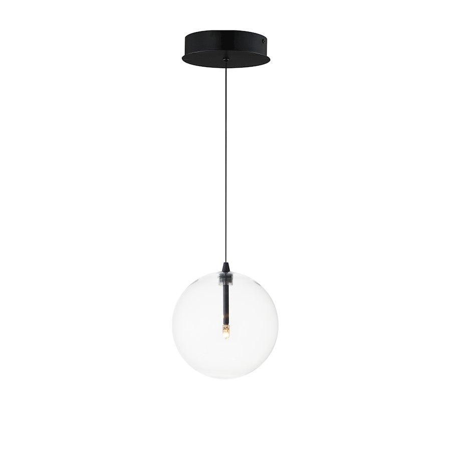 ET2 Lighting Global 1 Light LED Pendant, Black/Clear