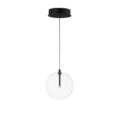 ET2 Lighting Global 1 Light LED Pendant, Black/Clear