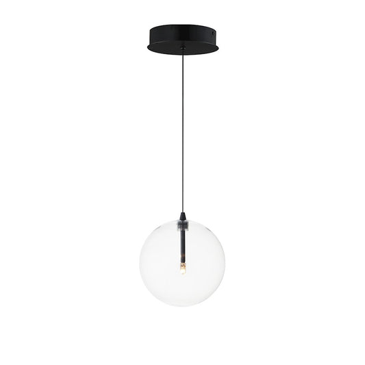 ET2 Lighting Global 1 Light LED Pendant, Black/Clear
