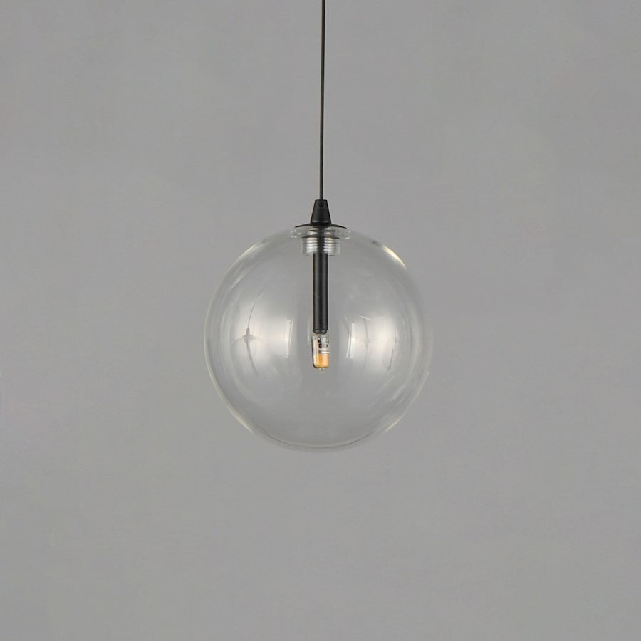 ET2 Lighting Global 1 Light LED Pendant, Black/Clear