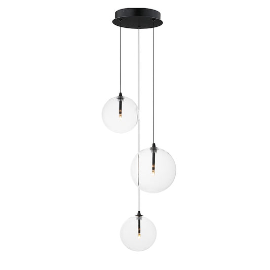 ET2 Lighting Global 3 Light LED Pendant, Black/Clear