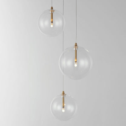 ET2 Lighting Global 3 Light LED Pendant, Brass/Clear