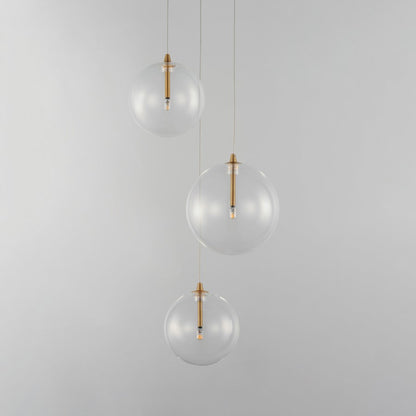 ET2 Lighting Global 3 Light LED Pendant, Brass/Clear