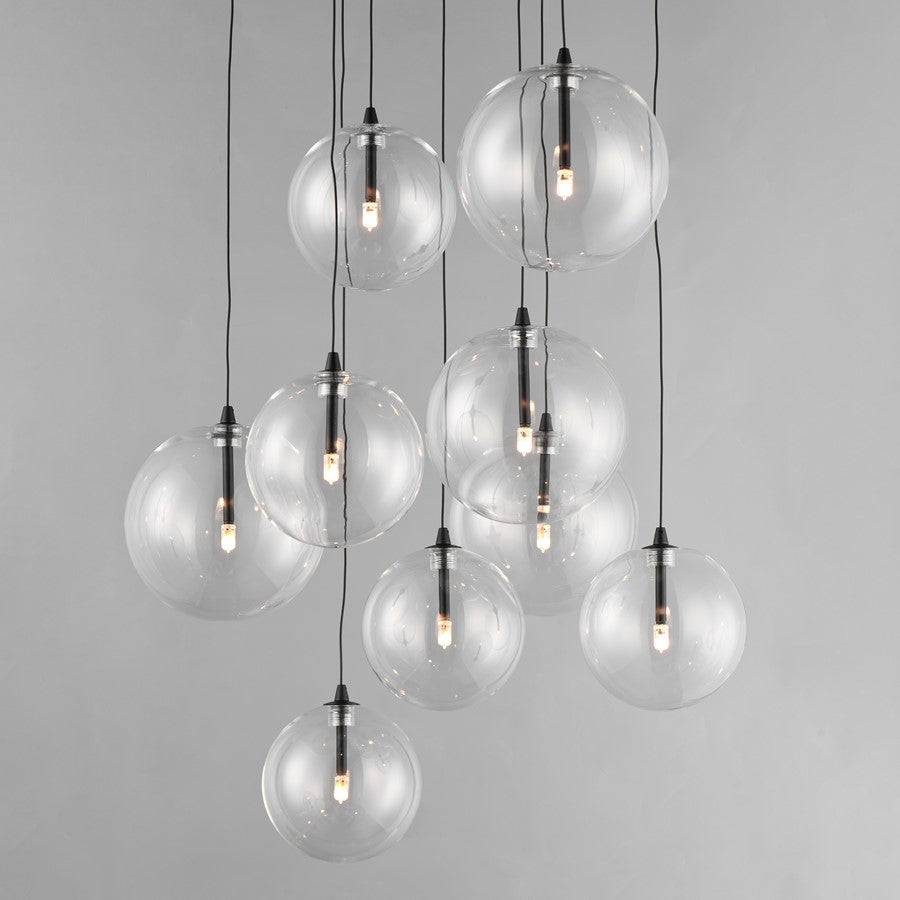 ET2 Lighting Global 9-Light LED Chandelier, Black/Clear