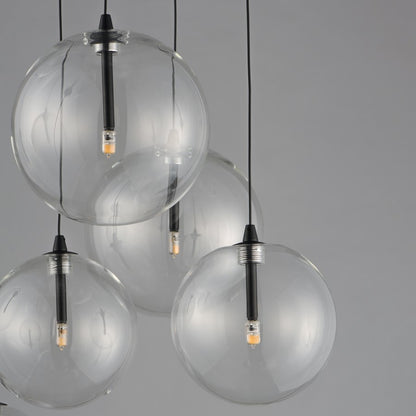 ET2 Lighting Global 9-Light LED Chandelier, Black/Clear