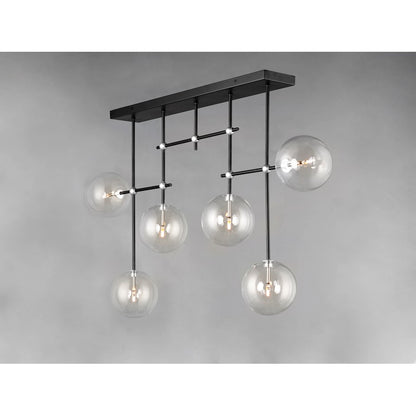 ET2 Lighting Global 6-Light LED Flush Mount, Black/Satin Nickel