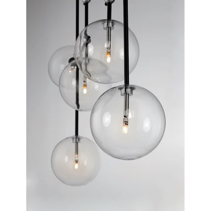 ET2 Lighting Global 6-Light LED Flush Mount, Black/Satin Nickel