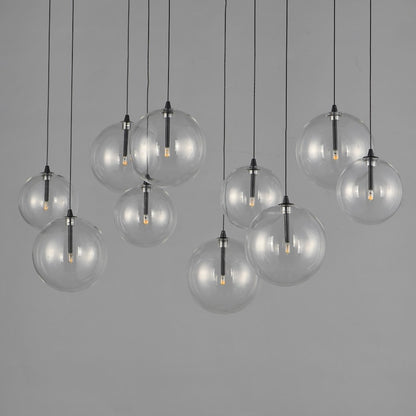 ET2 Lighting Global 10 Light LED Pendant, Black/Clear