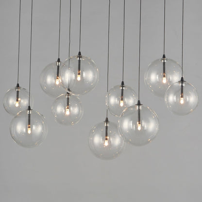 ET2 Lighting Global 10 Light LED Pendant, Black/Clear
