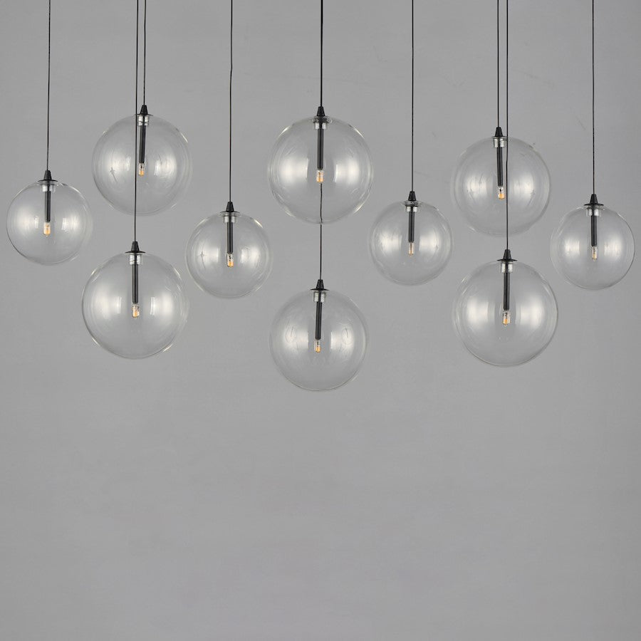 ET2 Lighting Global 10 Light LED Pendant, Black/Clear