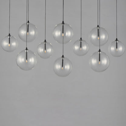 ET2 Lighting Global 10 Light LED Pendant, Black/Clear