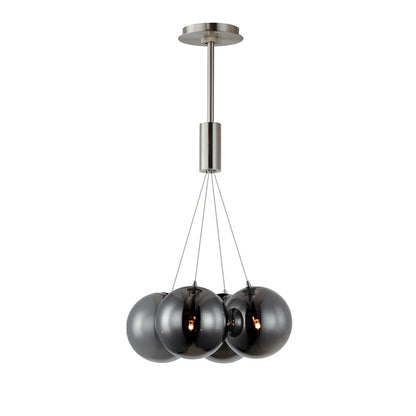 ET2 Lighting Burst 4 Light LED Pendant, Satin Nickel/Smoke