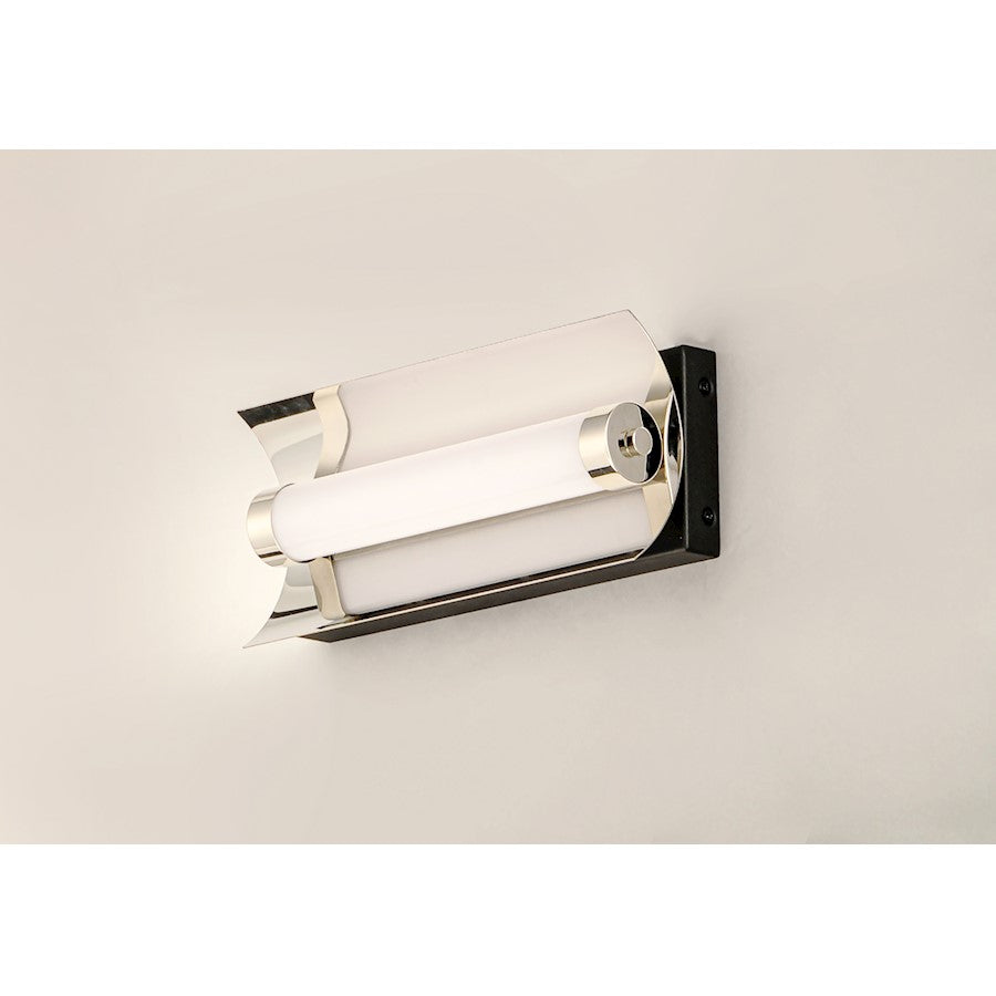 ET2 Lighting Reflect LED 2-Light 12" Bath Vanity in Black/Polished Nickel
