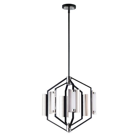 ET2 Lighting Reflect LED 6-Light Pendant in Black/Polished Nickel