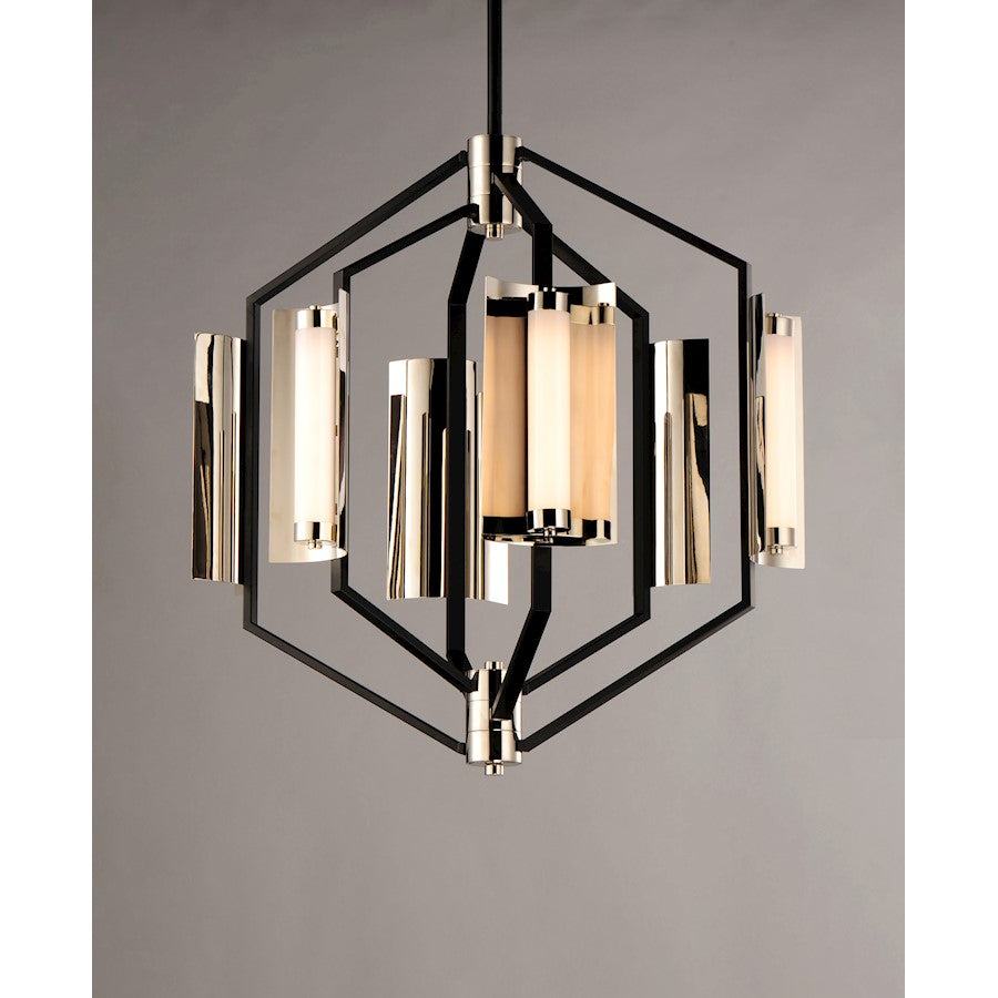 ET2 Lighting Reflect LED 6-Light Pendant in Black/Polished Nickel