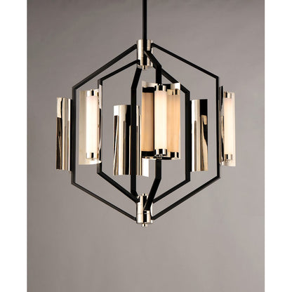 ET2 Lighting Reflect LED 6-Light Pendant in Black/Polished Nickel