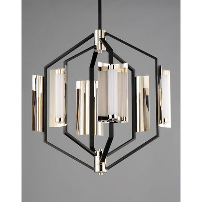 ET2 Lighting Reflect LED 6-Light Pendant in Black/Polished Nickel