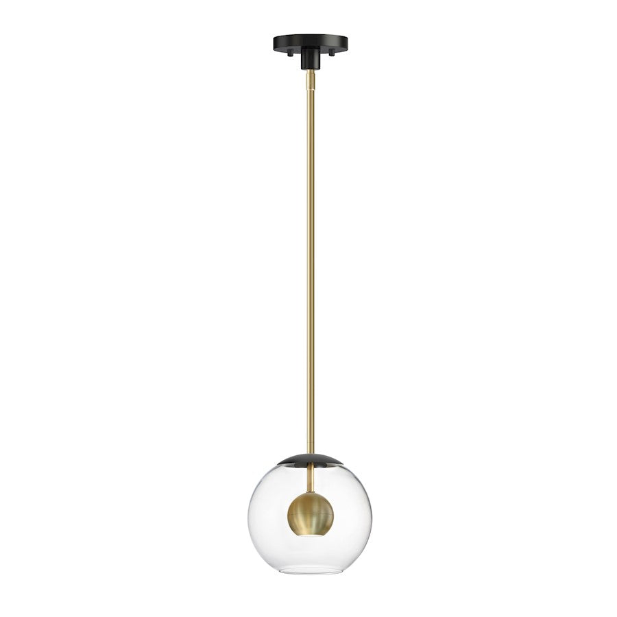 1 Light Pendant, Black/Aged Brass