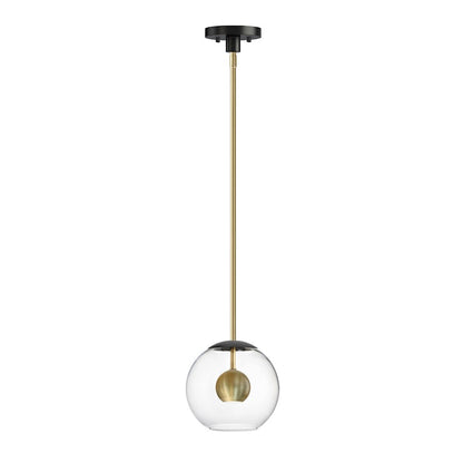 1 Light Pendant, Black/Aged Brass