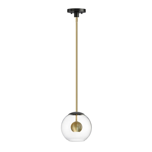 1 Light Pendant, Black/Aged Brass