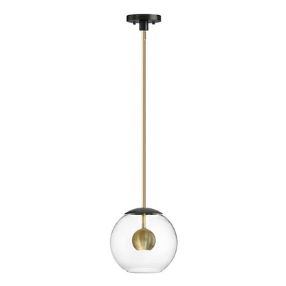 1 Light Pendant, Black/Aged Brass