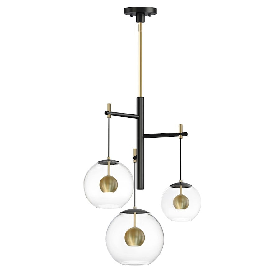LED Pendant, Black/Aged Brass