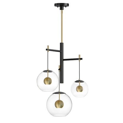 LED Pendant, Black/Aged Brass