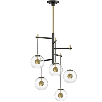 LED Pendant, Black/Aged Brass