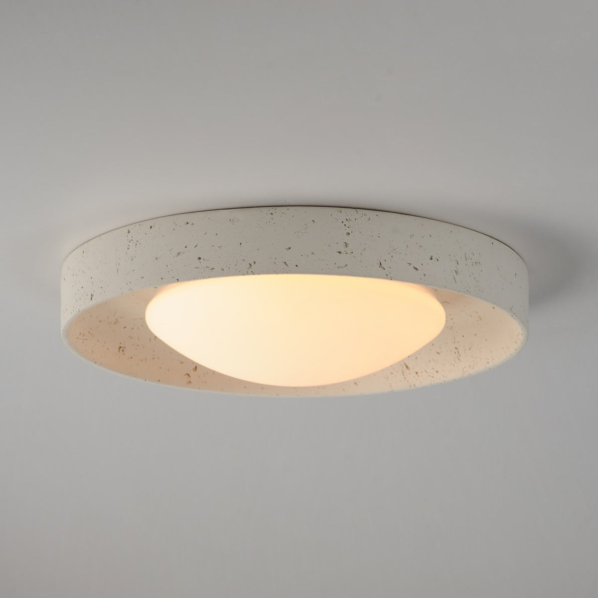 ET2 Matera 18in 1-Light LED Flush Mount | Contemporary Chalky White Concrete and Acrylic | Bedroom & Hallway | Model E25238-CHK