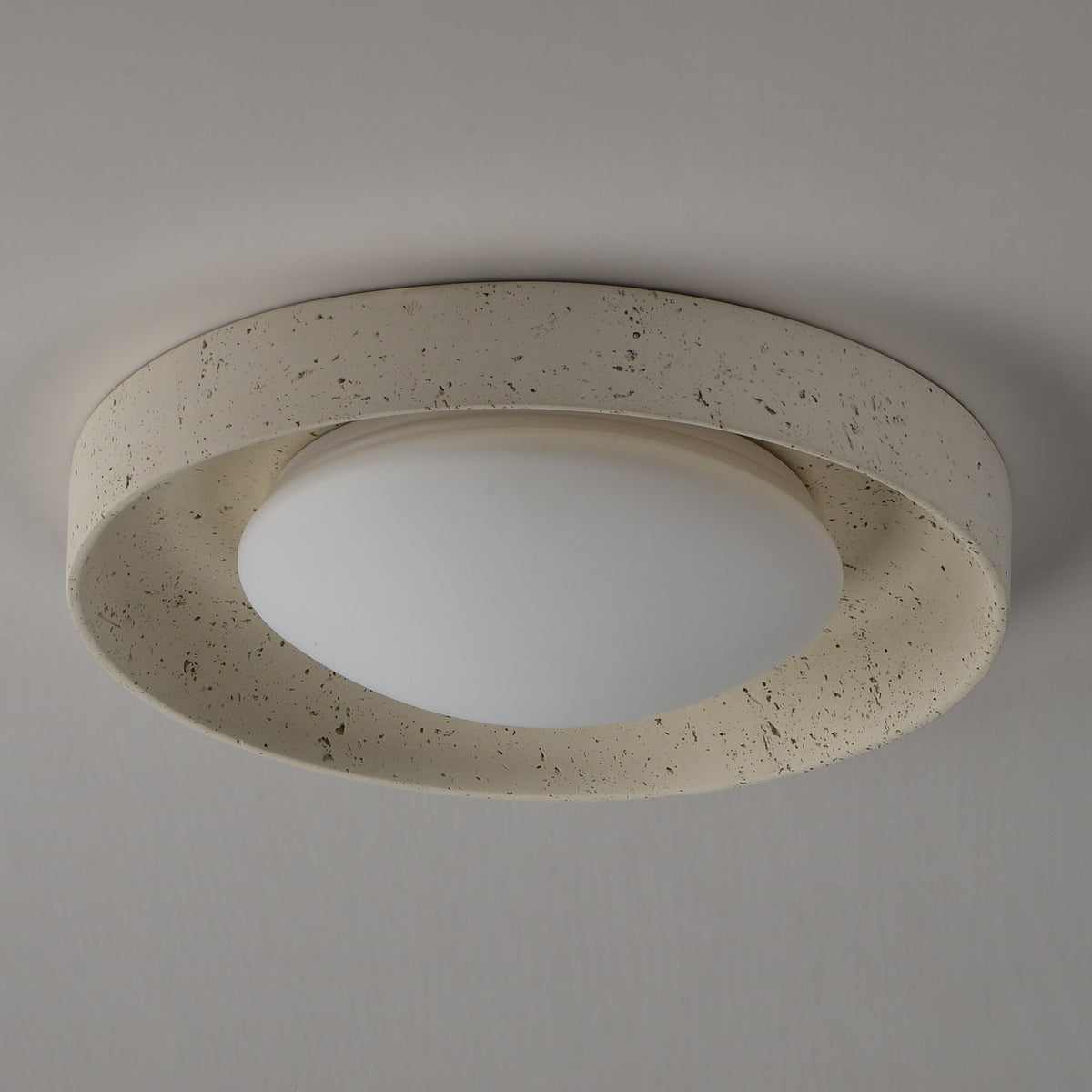 ET2 Matera 18in 1-Light LED Flush Mount | Contemporary Chalky White Concrete and Acrylic | Bedroom & Hallway | Model E25238-CHK