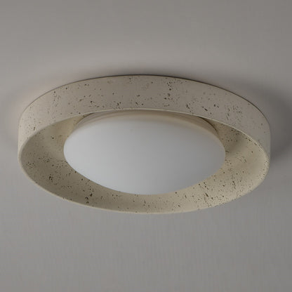 ET2 Matera 18in 1-Light LED Flush Mount | Contemporary Chalky White Concrete and Acrylic | Bedroom & Hallway | Model E25238-CHK