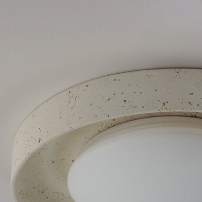 ET2 Matera 18in 1-Light LED Flush Mount | Contemporary Chalky White Concrete and Acrylic | Bedroom & Hallway | Model E25238-CHK