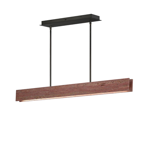 ET2 Lintel 47in 1-Light Linear Pendant | Modern Rosso Laterite and Gunmetal | Kitchen Island & Dining Room | 47.25 x 2.25 x 4 in | Model E26266-RLGM