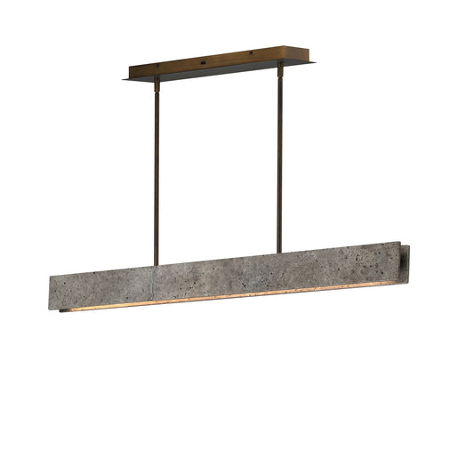 ET2 Lintel 47in 1-Light Linear Pendant | Modern Titanium Travertine and Antique Bronze | Kitchen Island & Dining Room | Model E26266-TTVBZ
