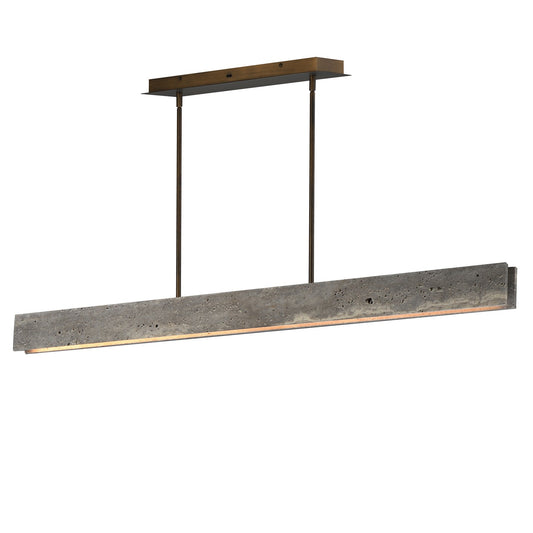 ET2 Lintel 59in 1-Light Linear Pendant | Modern Titanium Travertine and Antique Bronze | Kitchen Island & Dining Room | Model E26268-TTVBZ
