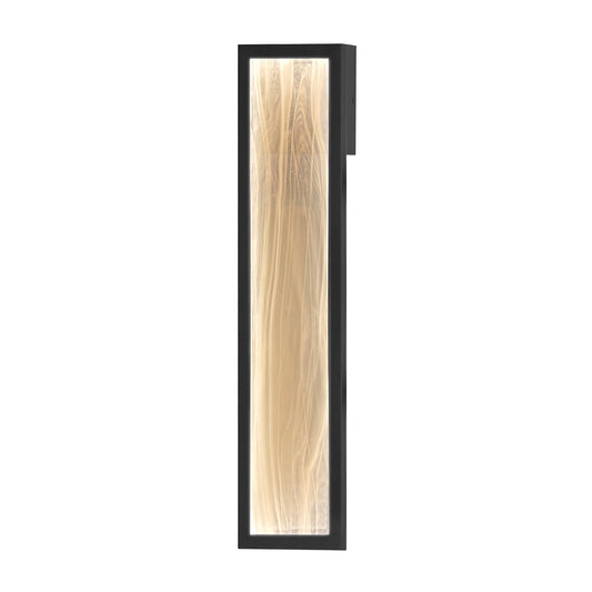 ET2 Celeste 24in 1-Light LED Outdoor Wall Sconce | Modern Black and White Spiral Glass | Entryway & Patio | 5.5 x 24 in | Model E30324-112BK