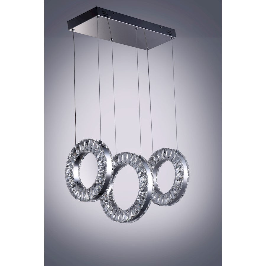 ET2 Lighting Charm 3 Light Linear Pendant, Polished Chrome