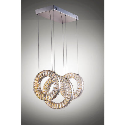 ET2 Lighting Charm 3 Light Linear Pendant, Polished Chrome