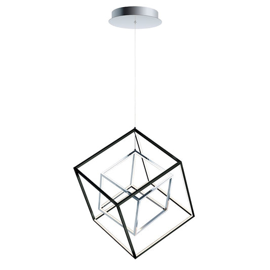 ET2 Lighting 4 Square 2-Light LED Pendant, Black/Chrome