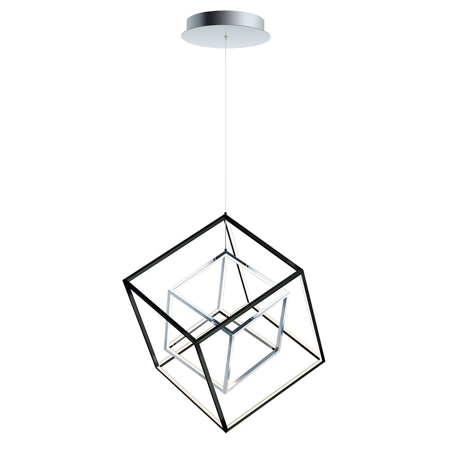 ET2 Lighting 4 Square 2-Light LED Pendant, Black/Chrome