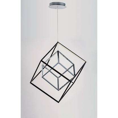 ET2 Lighting 4 Square 2-Light LED Pendant, Black/Chrome
