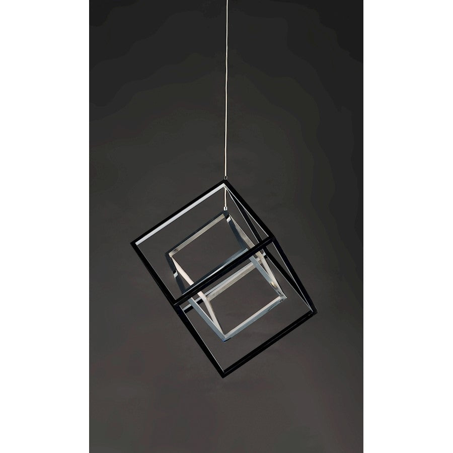 ET2 Lighting 4 Square 2-Light LED Pendant, Black/Chrome