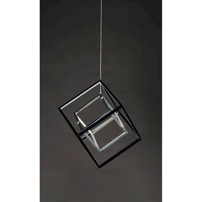 ET2 Lighting 4 Square 2-Light LED Pendant, Black/Chrome