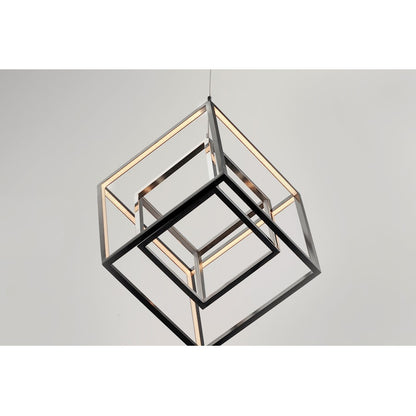 ET2 Lighting 4 Square 2-Light LED Pendant, Black/Chrome